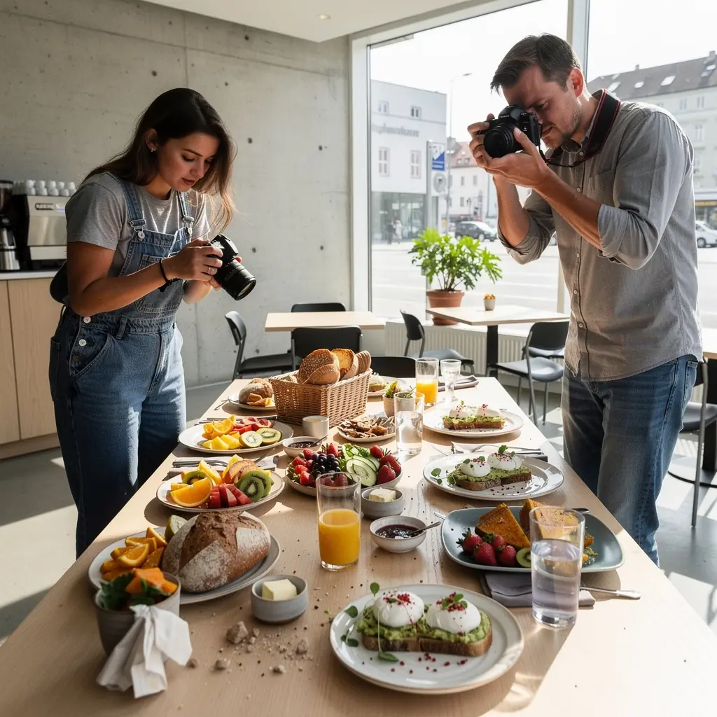 Ein Barista, der kunstvoll einen Cappuccino mit Milchschaum dekoriert.
