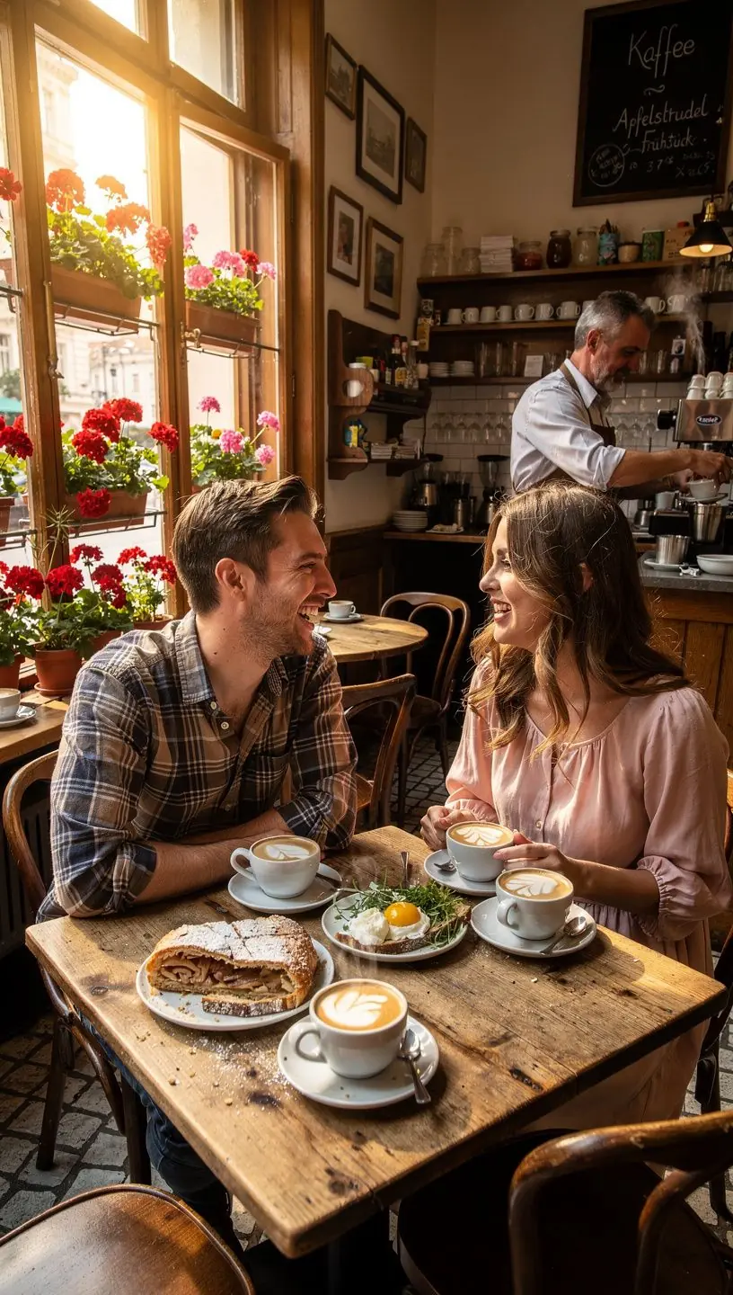 Ein gedeckter FrГјhstГјckstisch mit frischen BrГ¶tchen, Marmelade und einer Kanne Kaffee.